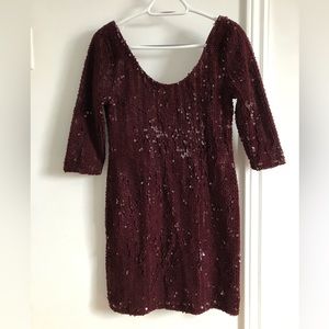 BB Dakota by Steeve Madden burgundy velvet sequins dress Size S-M